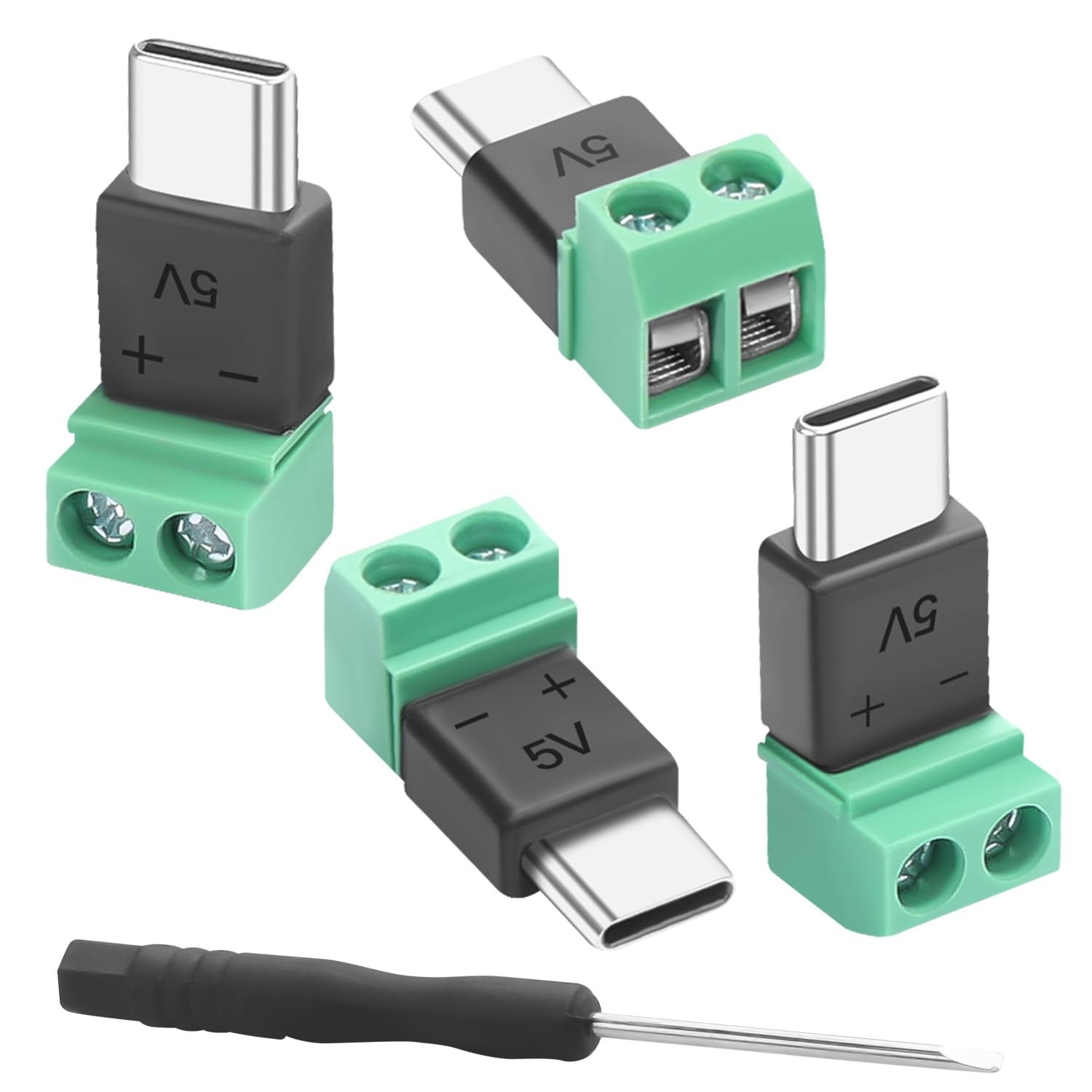 USB C 2Pin Solderless Adapter USB Type C Male to 2Pin Crimp Terminal Charging...