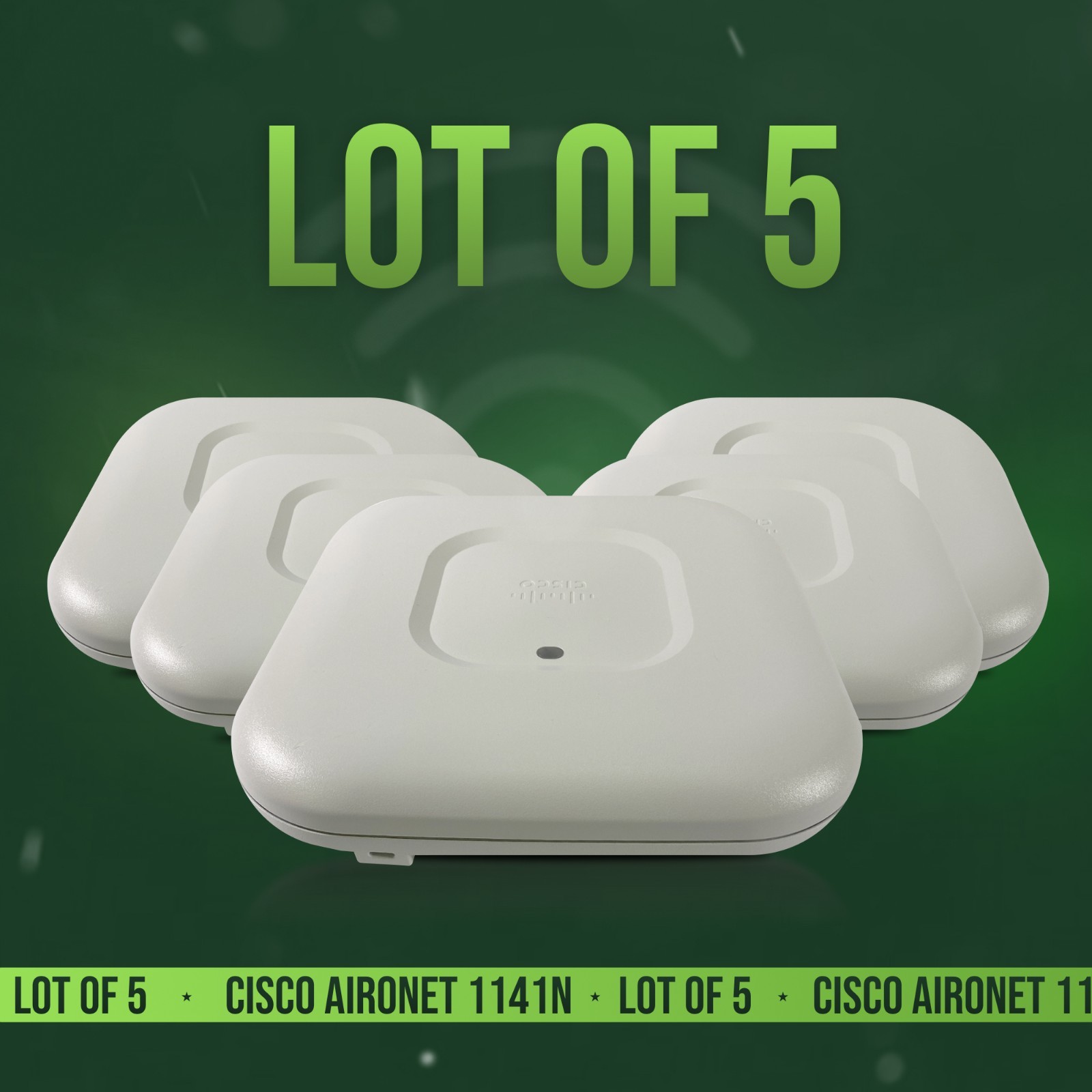 CISCO AIRONET AIR-LAP1141N-A-K9 802.11G/N POE ACCESS POINT LOT OF 5 BUNDLE DEAL