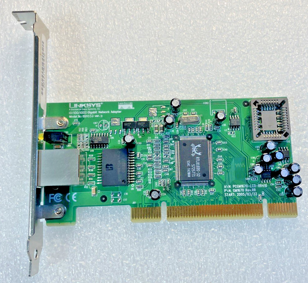 Linksys EG1032 ver3 Gigabit RTL8169s Gigabit Ethernet PCI Adapter