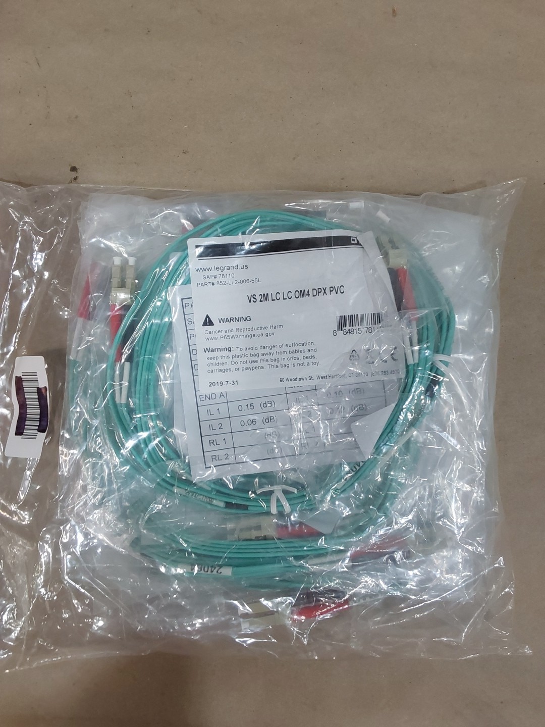 NEW Legrand VS 2M LC LC OM4 DPX PVC (LOT OF 10)....V17