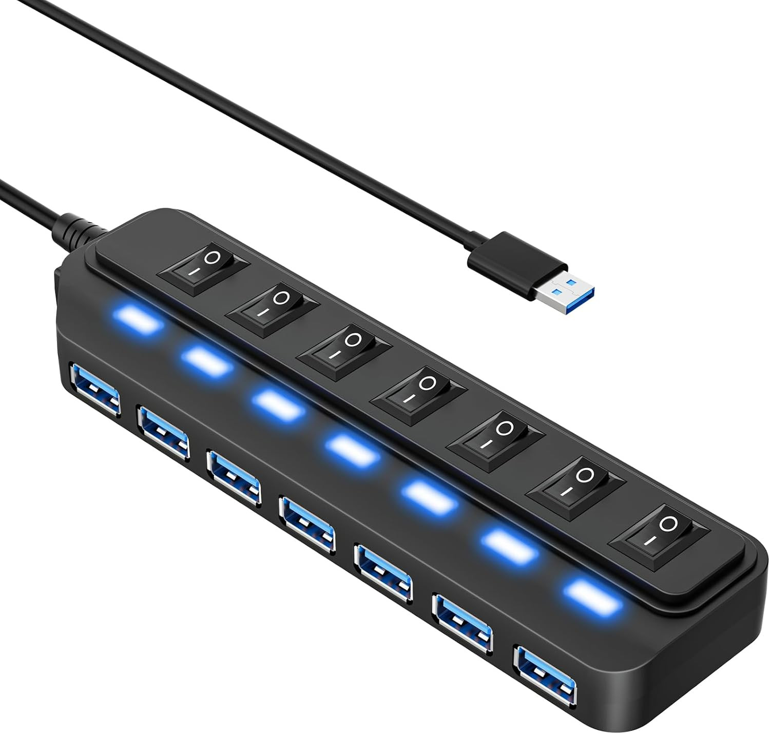 USB Hub 7 Port,Usb 3.0 Hub Splitter for Office,Home,School