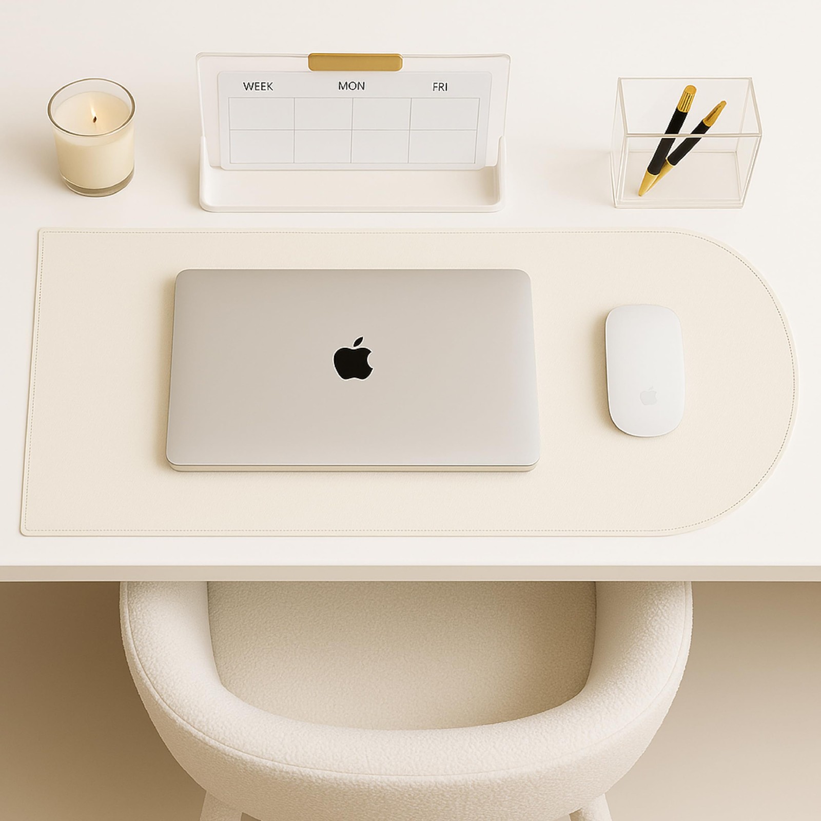 Arch Cream Desk Mat | Vegan Leather Desk Mat for Keyboard and Mouse, Laptop, ...