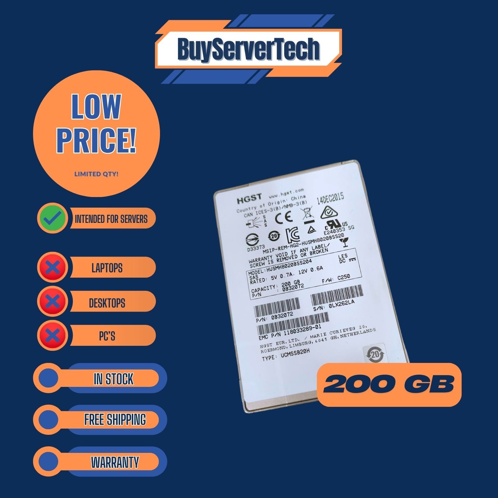 HGST HUSMH8020BSS204 200GB, 2.5 inch Internal SSD