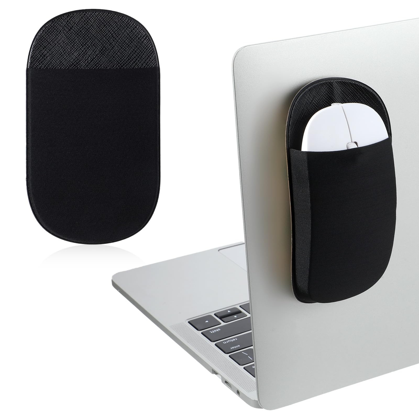 Slim Mouse Holder for Laptop, Universal Stick-On 13*7.5cm/5*3in, Black