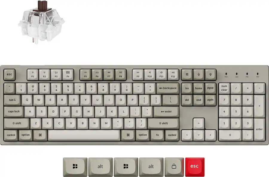 Keychron C2PX 100% Custom Wired RGB Mechanical Gaming Keyboard - Retro White