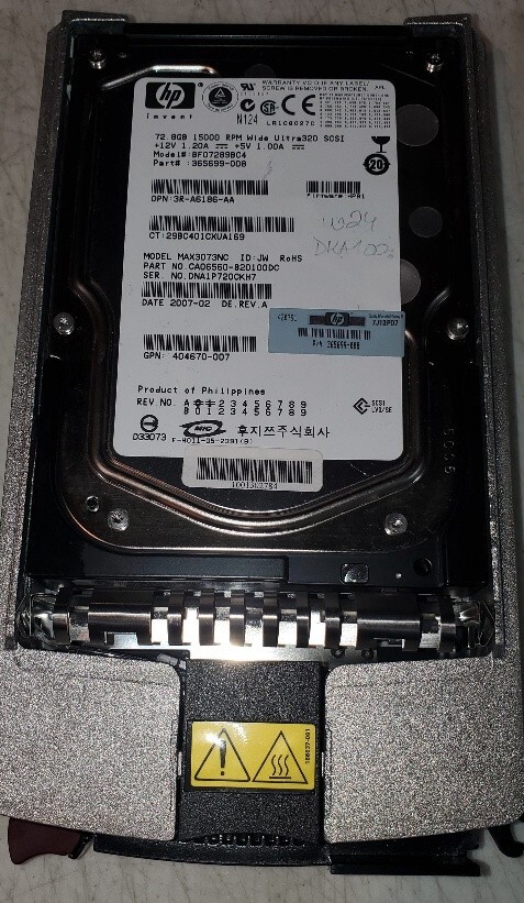 HP BF07289BC4 3R-A6186-AA 36599-008 72.8 GB 15000 RPM WIDE ULTRA 320