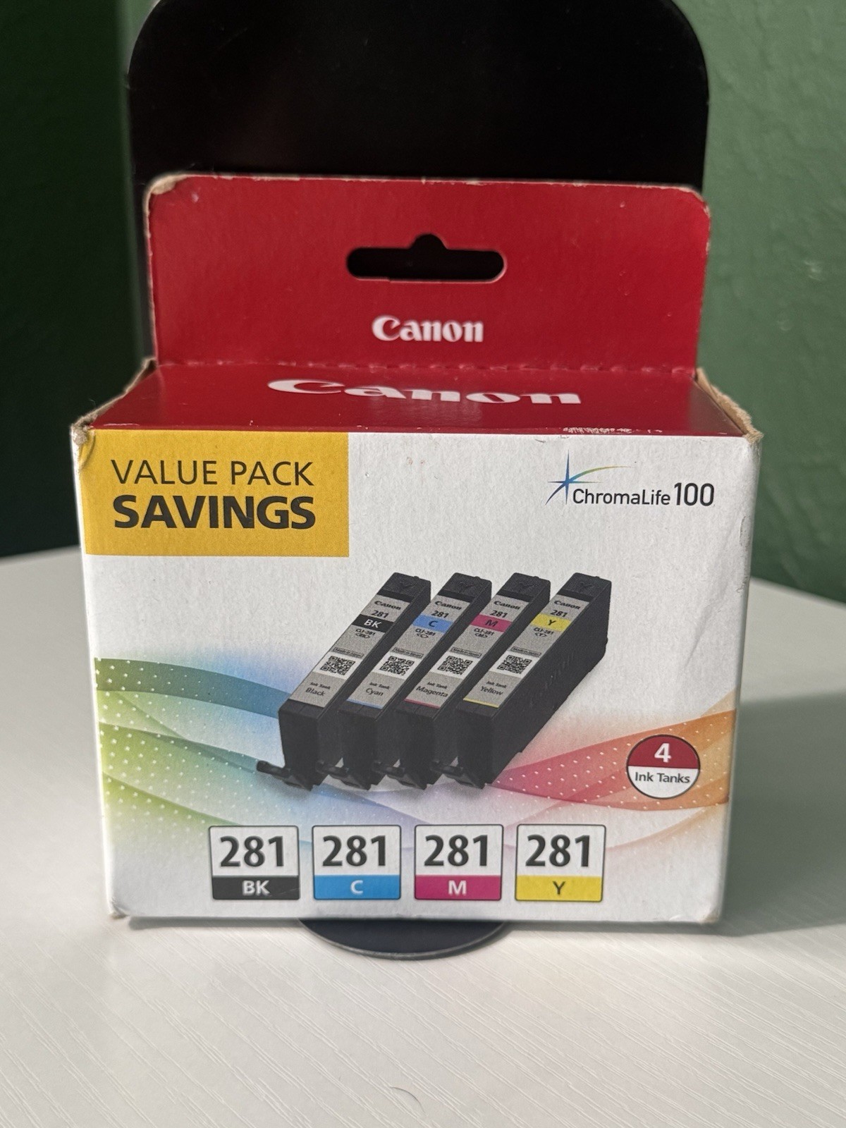 Genuine Canon CLI-281 4-Color Ink Value Pack BK/C/M/Y ChromaLife100 - Sealed