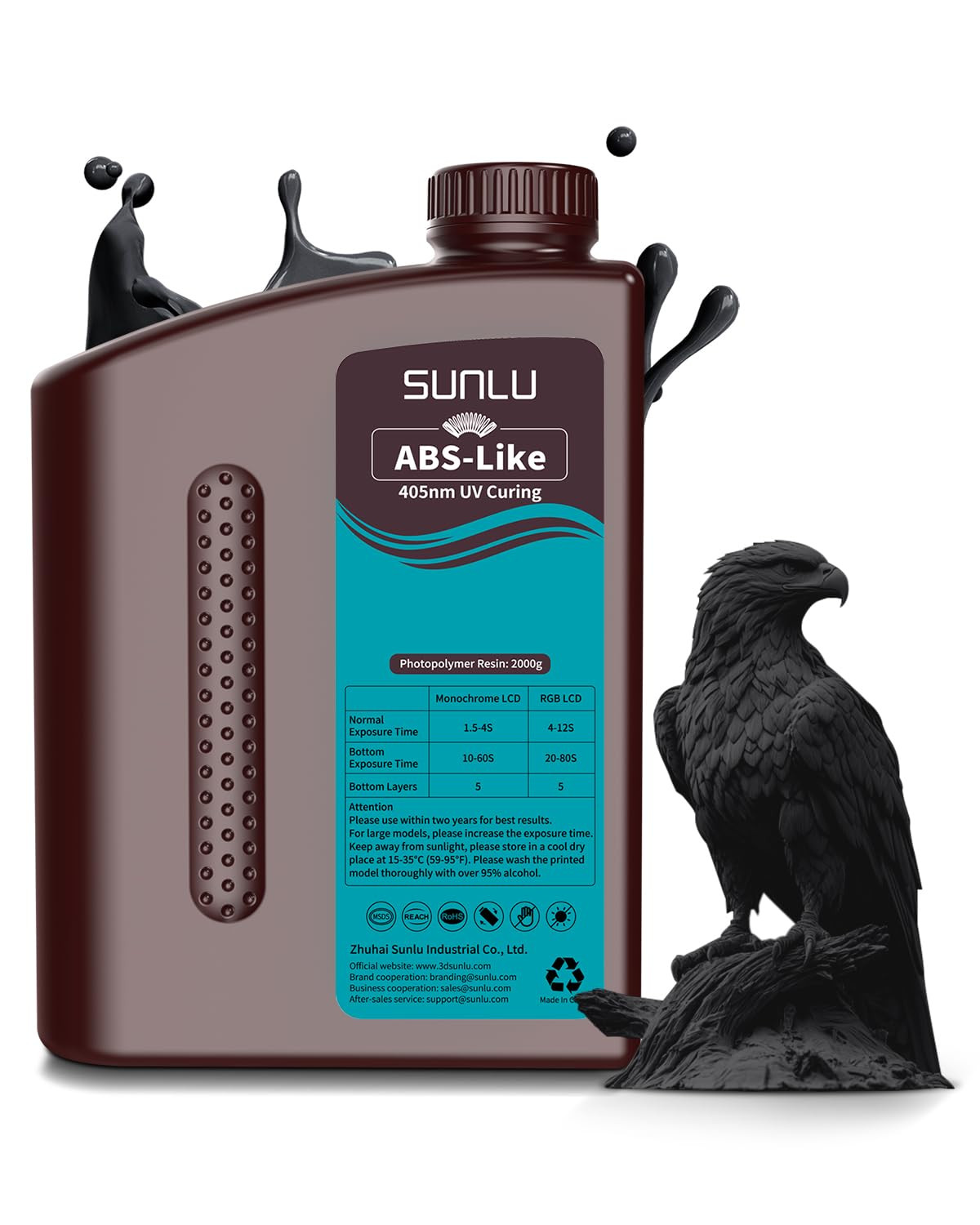 2000G Abs-Like 3D Printer Resin, 405Nm UV Curing Photopolymer Rapid 3D