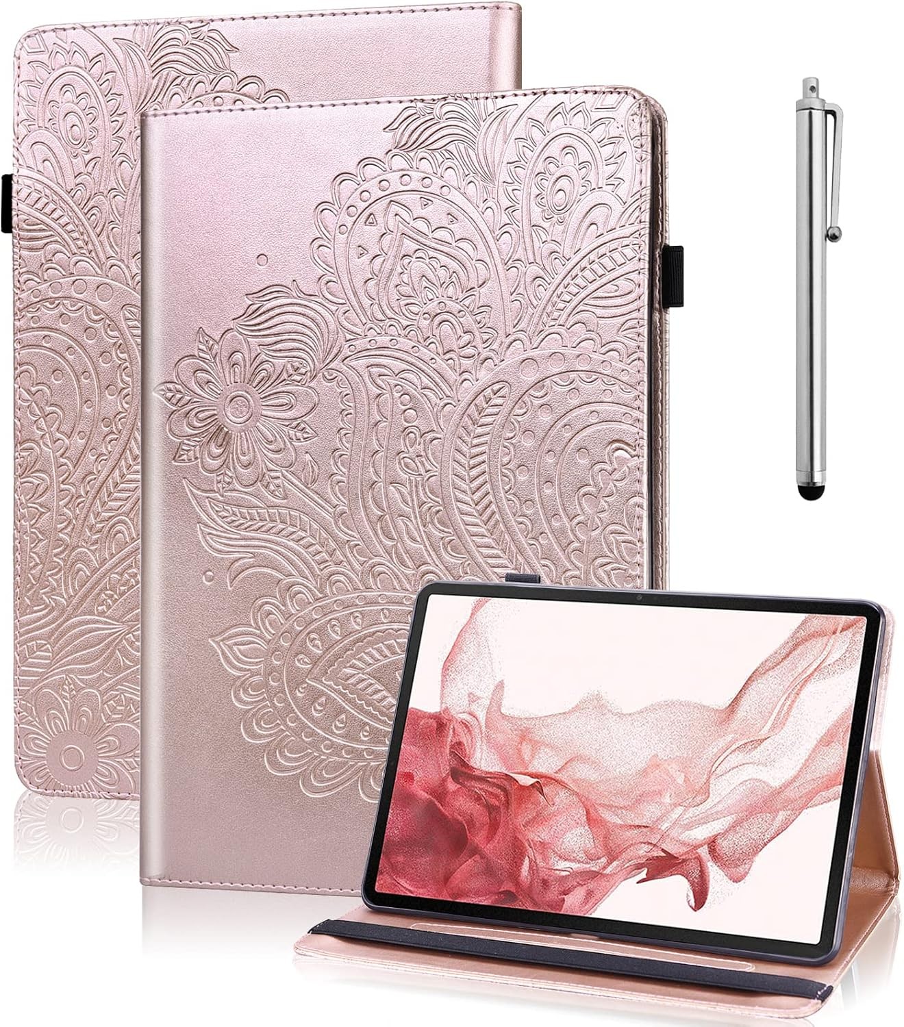 VODEFOX Golden PU Leather Case for Samsung Galaxy Tab A11 Plus 11 Inch with Stan