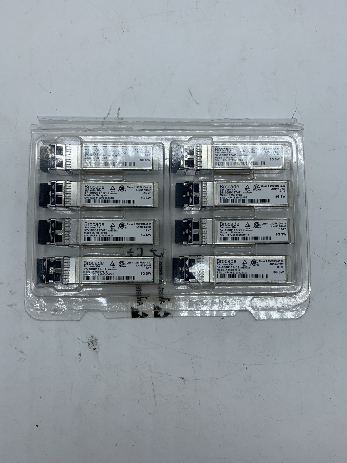 LOT OF 8 Brocade 57-1000117-01 8GB Fiber Optic Transceiver w/ 