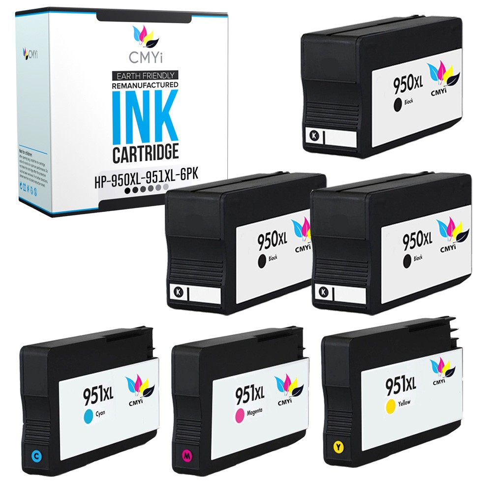 6-Pack CMYi Compatible 950 951 XL Ink Cartridges for HP OfficeJet Pro 8640 8660