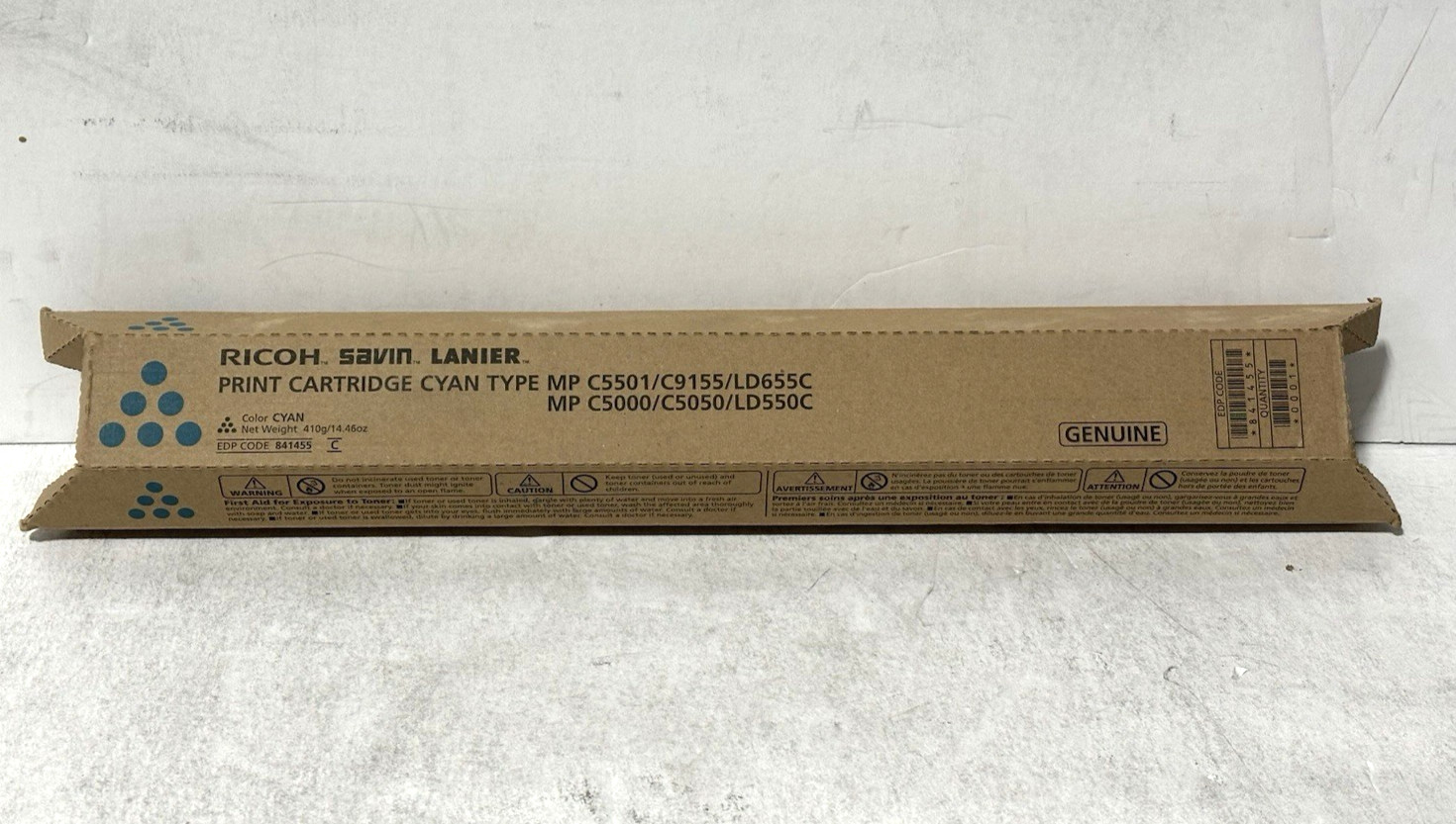 Genuine Ricoh Savin Lanier Print Cartridge (841455)-Cyan