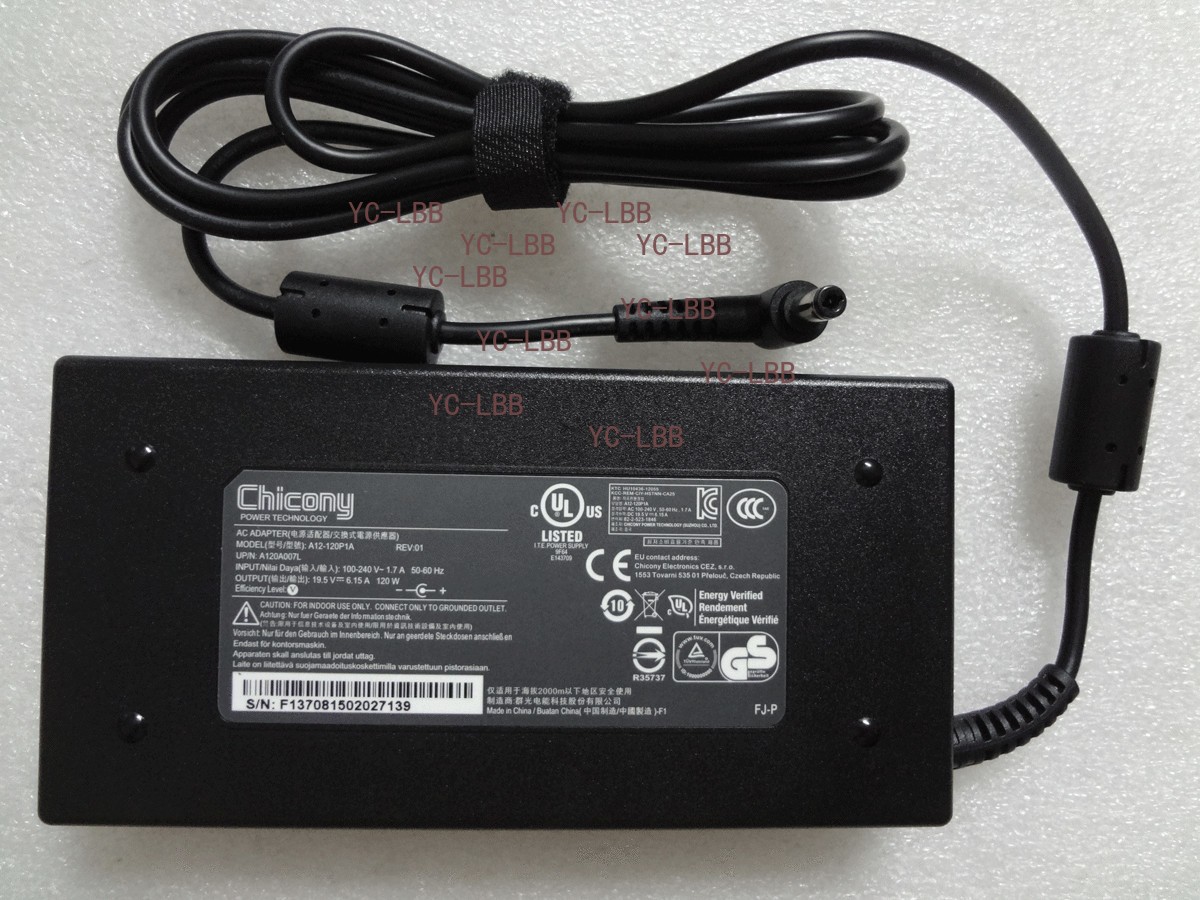 Genuine A12-120P1A 19.5V 6.15A 120W Chicony MSI GE62 GE60 GE70 Laptop AC Adapter