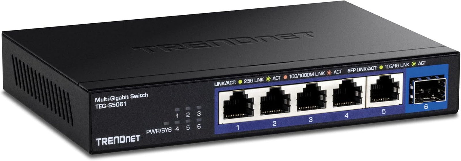 6-Port Unmanaged 2.5G Switch with 10G Sfp+Port, TEG-S5061 | 5 X 2.5GBASE-T Ports
