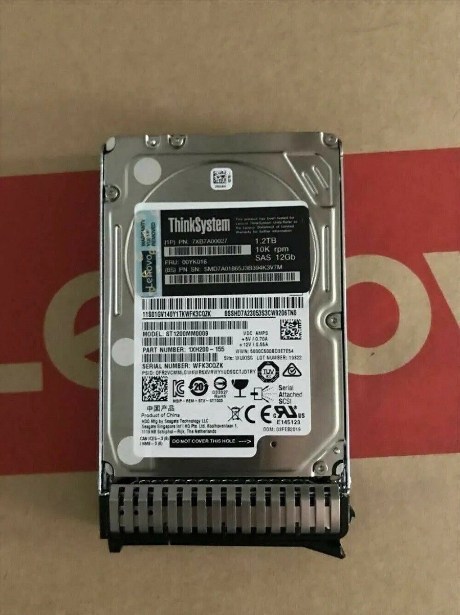 7XB7A00027 NEW ThinkSystem 00YK016 2.5" 1.2TB 10K SAS 12G HDD Hard Drive
