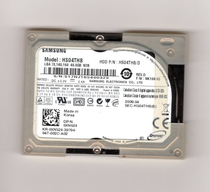 Samsung Spinpoint N2B HS04THB 40GB Internal 4200RPM 1.8" (HS04THB) HDD