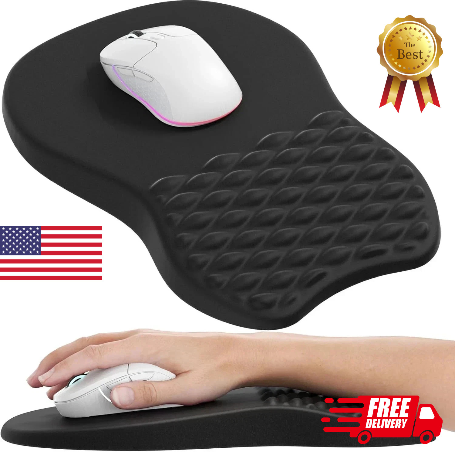 Ergonomic Mouse Pad with Wrist Support, Wrist Rest Mousepads for Carpal Tunnel P