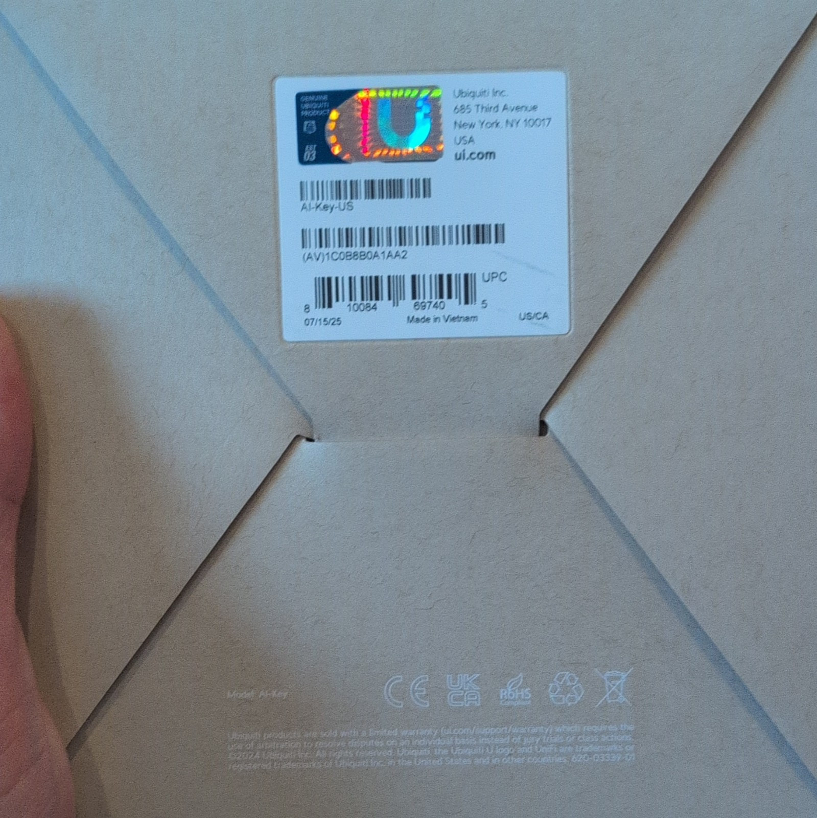 Ubiquiti Networks AI Key AI-Key-US -New, unopened
