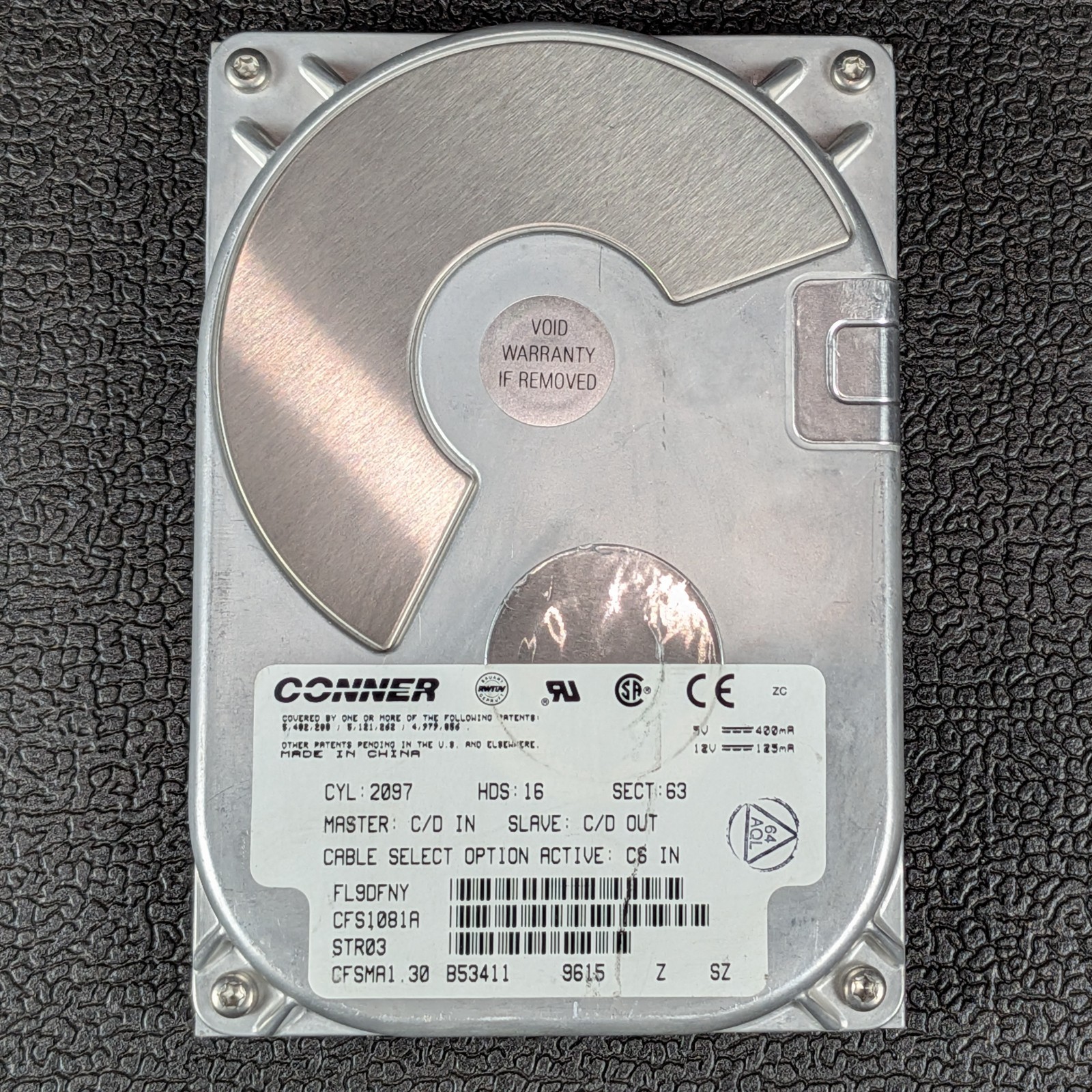 Conner Filepro Cabo 1.08GB 3.5"  IDE Hard Drive - CFS1081A - VTG - TESTED
