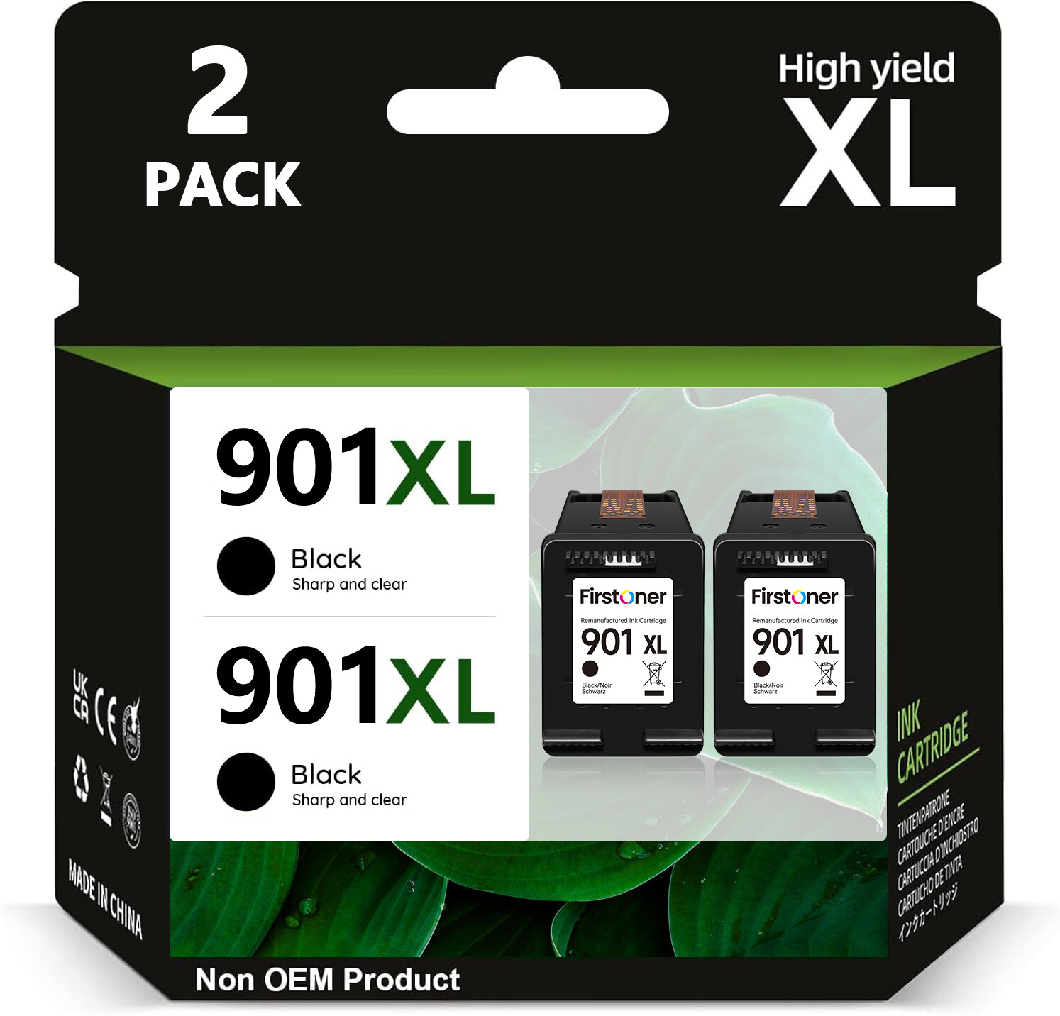 2PK 901XL Black Ink Cartridges CC654AN for HP OfficeJet 4500 J4524 J4525 J4680