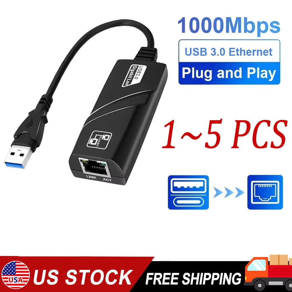USB 3.0 Gigabit Ethernet LAN RJ45 1000Mbps Network Adapter For Windows PC LOT