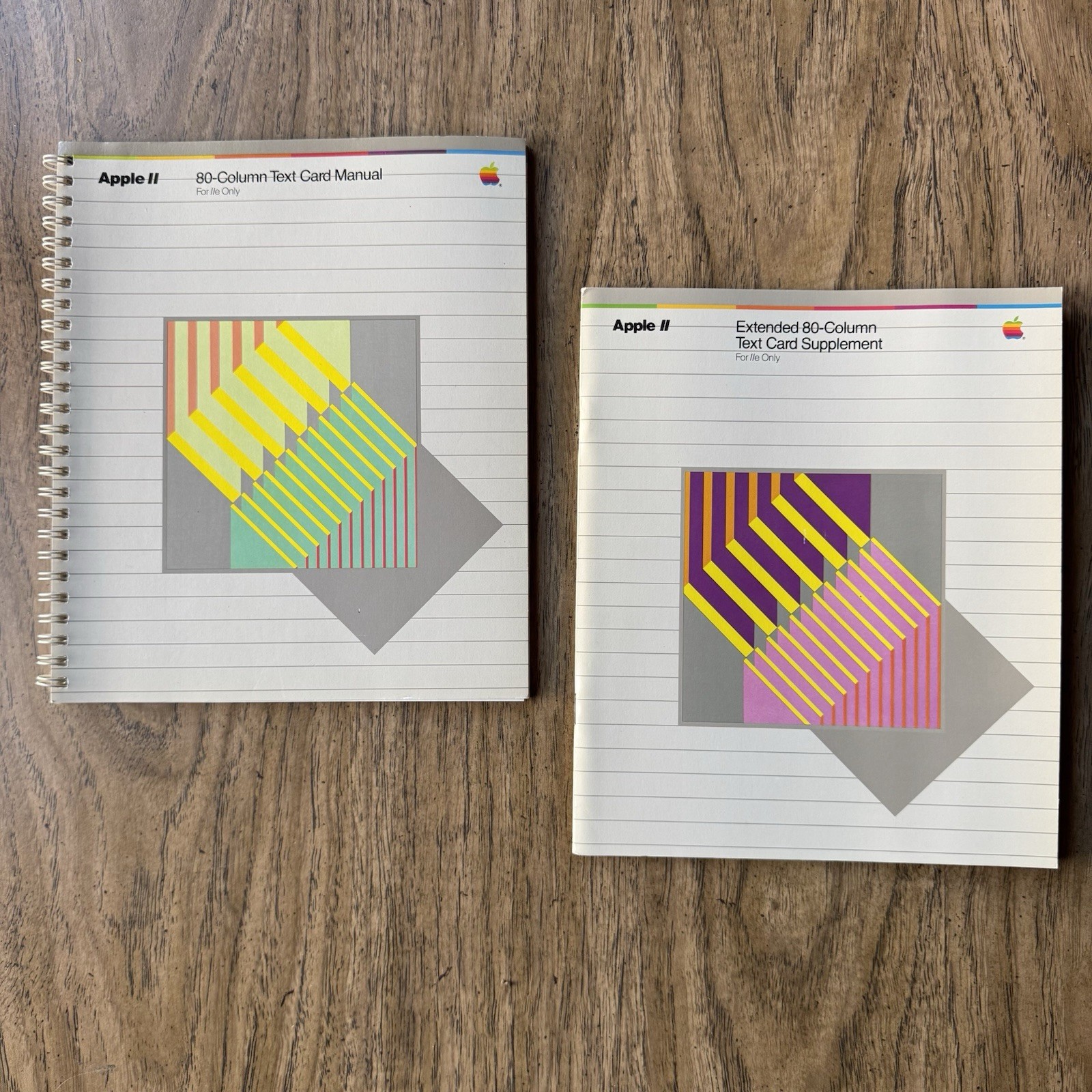 Apple IIe 80 Column Text Card Manuals Lot Original Apple Spiral + Supplement