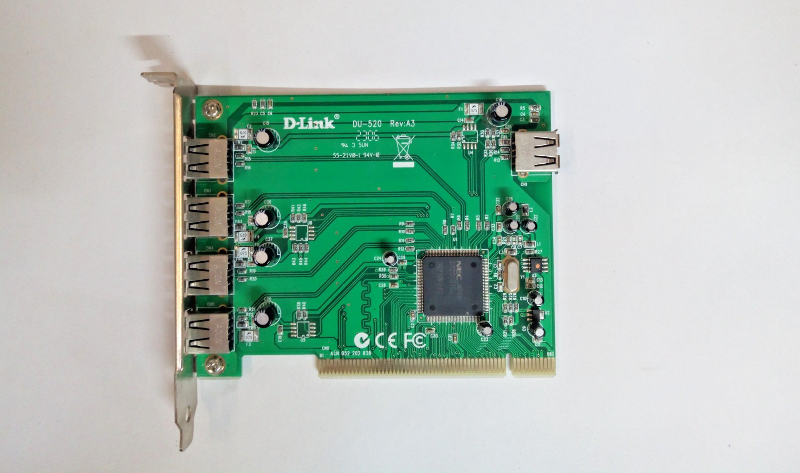 D-LINK DU-520 REV:A3 /4x External 1x Internal/PCI USB Controller Card #GK14007
