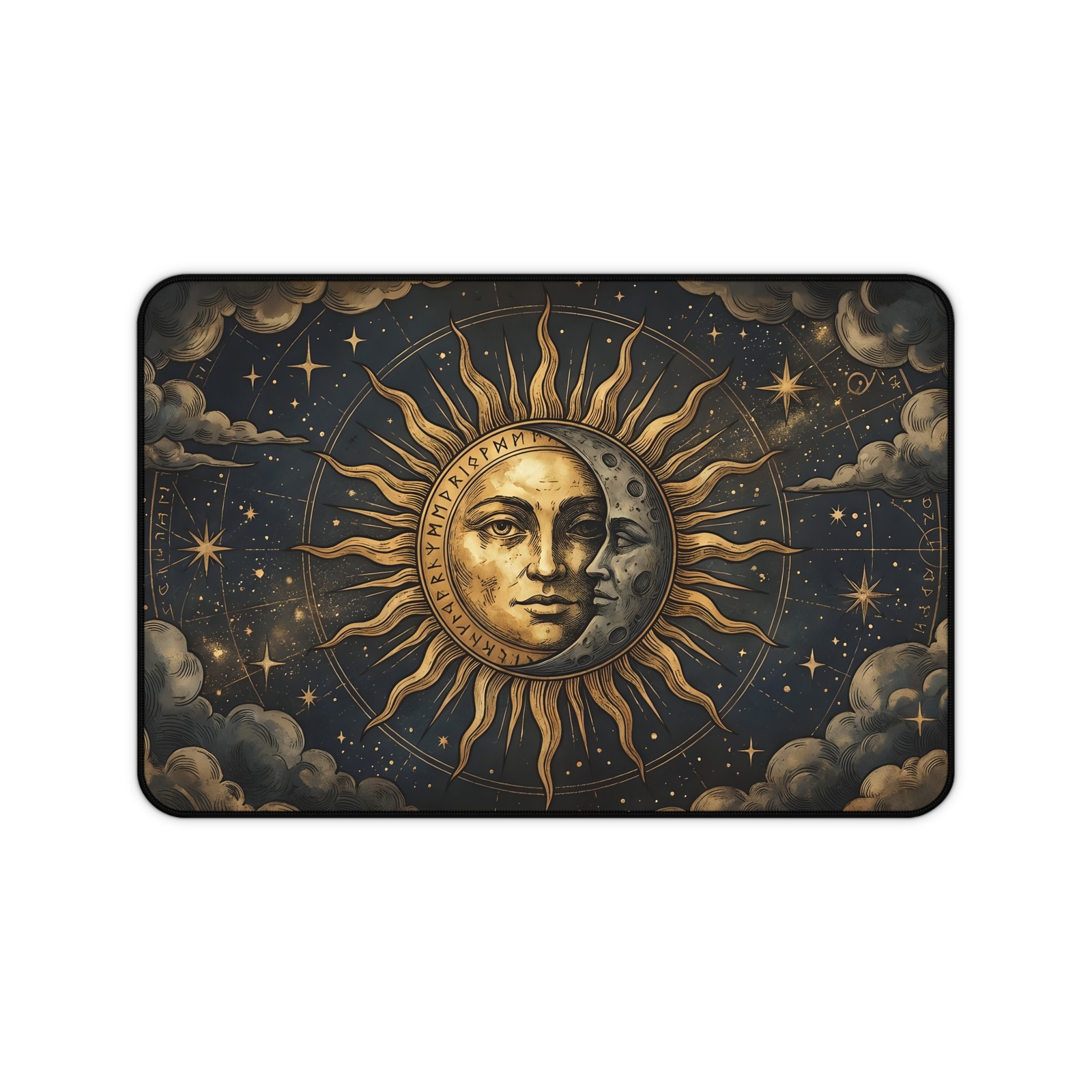 Celestial Sun Moon Gaming Mouse Pad XL Desk Mat Non-Slip Neoprene 4mm Thick