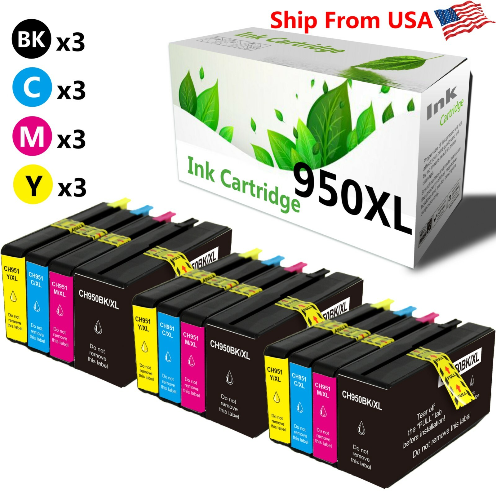 12 PK 950XL 951XL Ink Cartridge for Officejet Pro8100 Pro8620 Printers