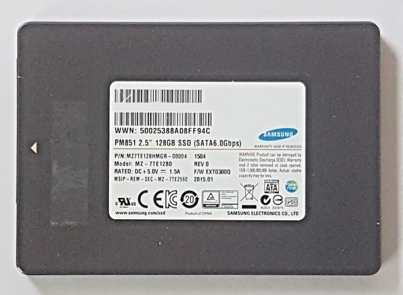 128GB SATA III Samsung PM851 MZ-7TE1280 SSD MLC 2.5" Internal Hard Drive