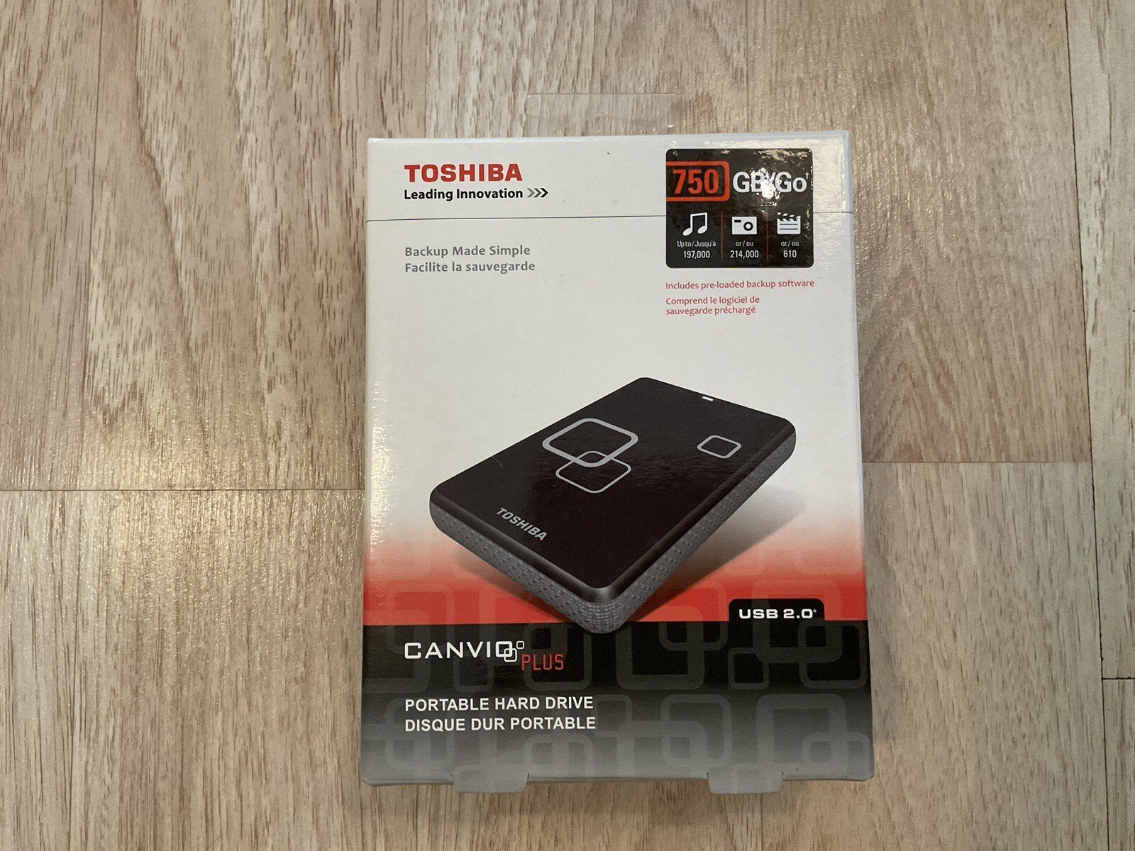 NEW Toshiba Canvio plus 750GB Portable hard drive USB 2.0
