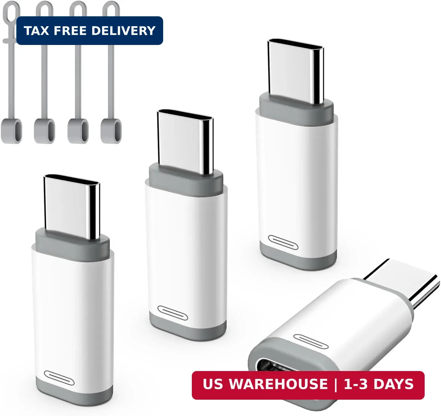 TiMOVO Lightning Female to USB C Male Adapter, 4 Pack 4 Pack, White&Gray