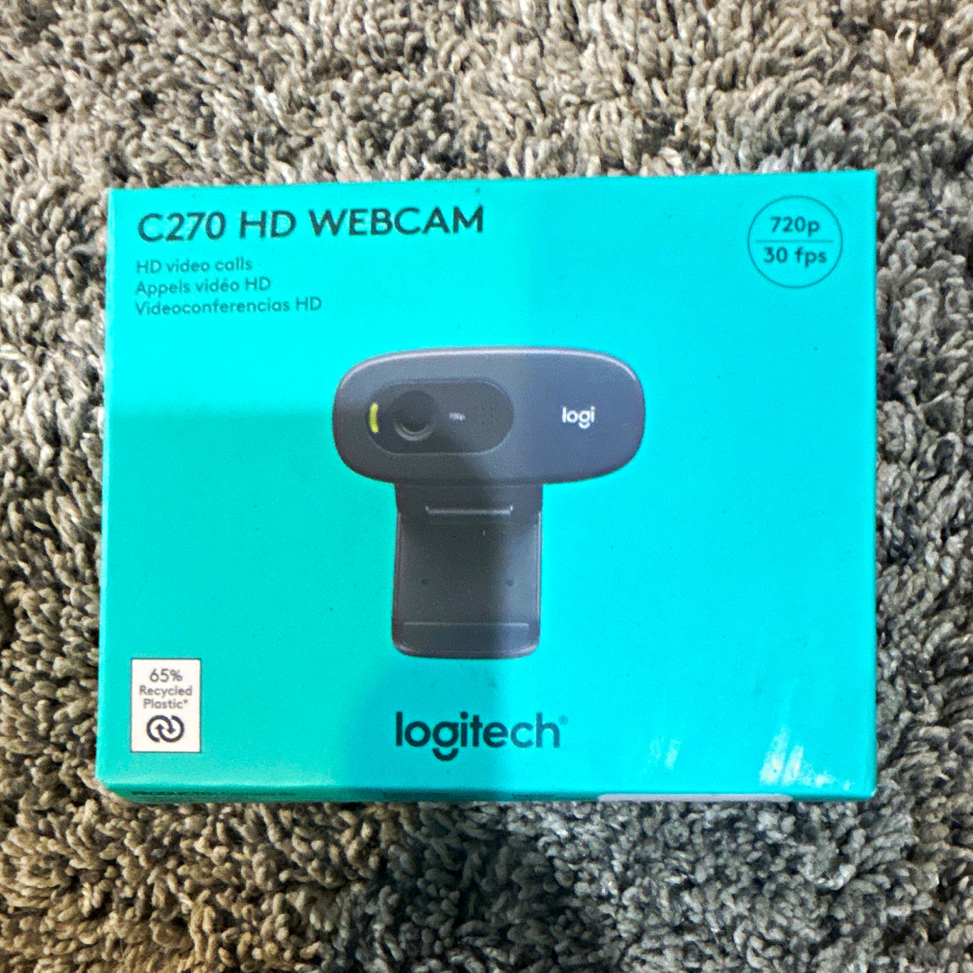 Logitech C270 USB-A HD Webcam 720p 30fps Built-In Microphone, Teal