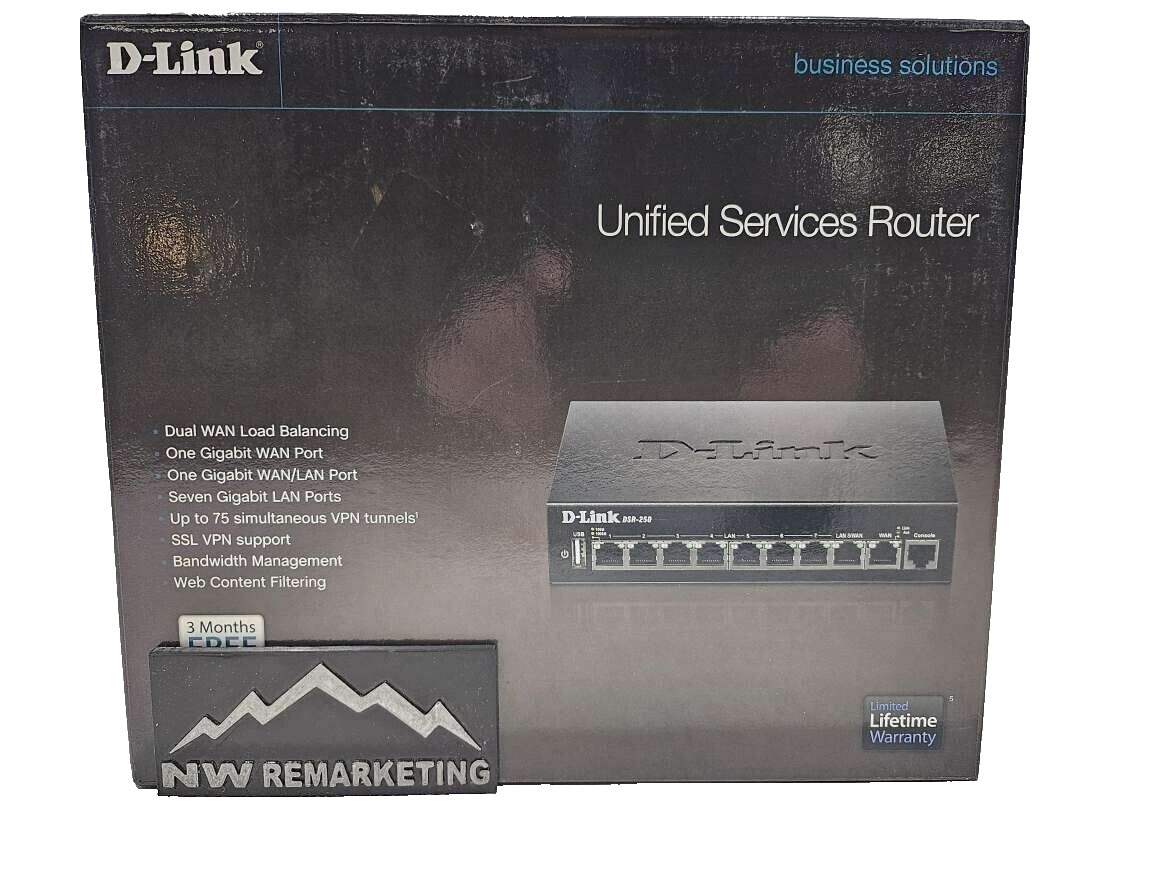 New D-Link DSR-250 8-port Gigabit SSL VPN Unified Services Router