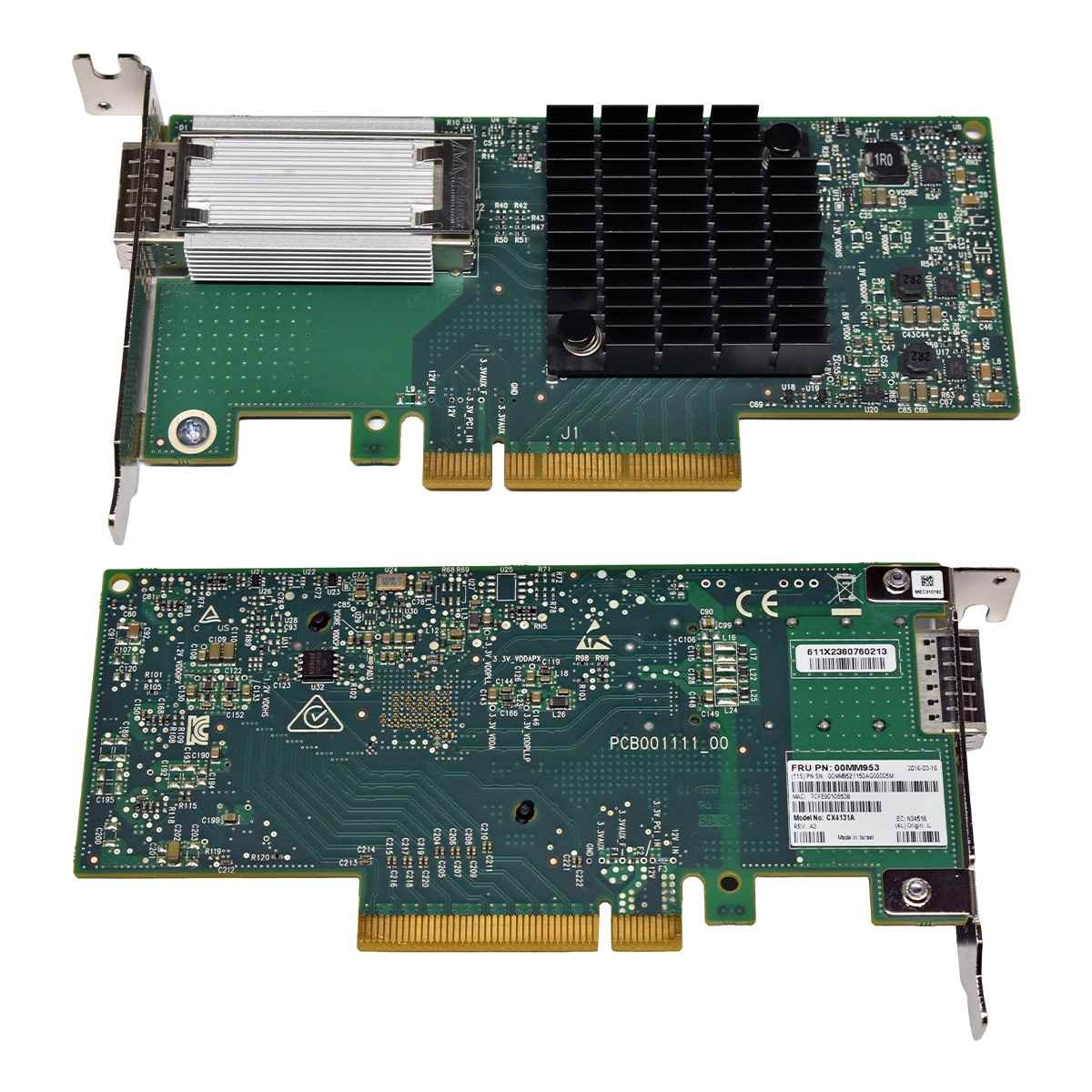 Mellanox Lenovo ConnectX CX4131A 1-Port NIC 50G QSFP28 PCIe 3.0 x16 00MM953 LP