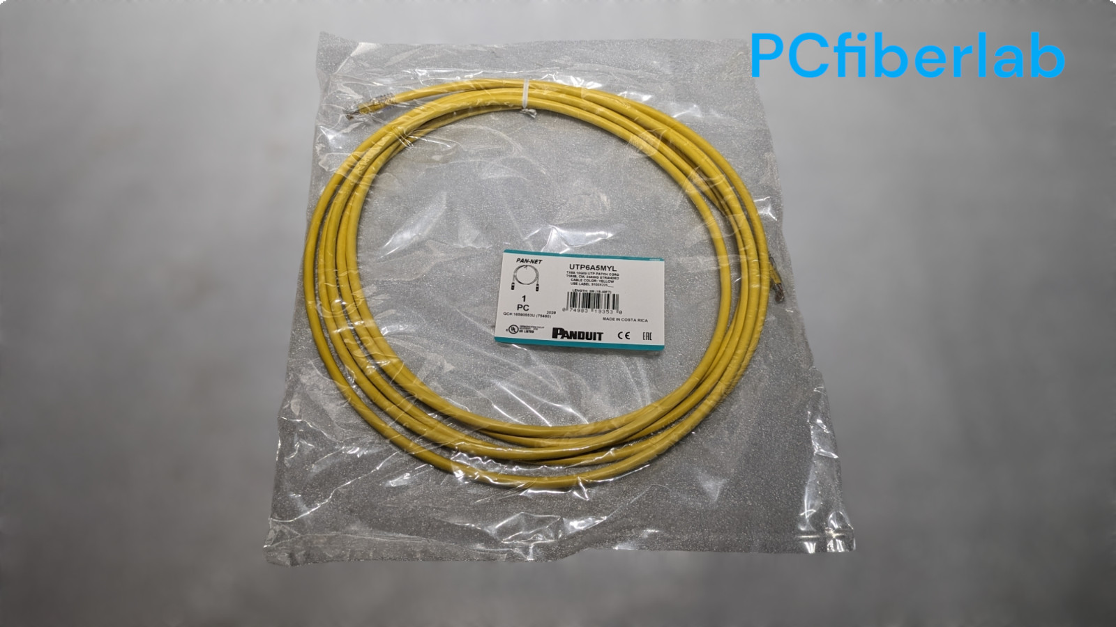 16ft Panduit TX6A 10G UTP 6A YELLOW Patch 24AWG STRANDED lot of 2