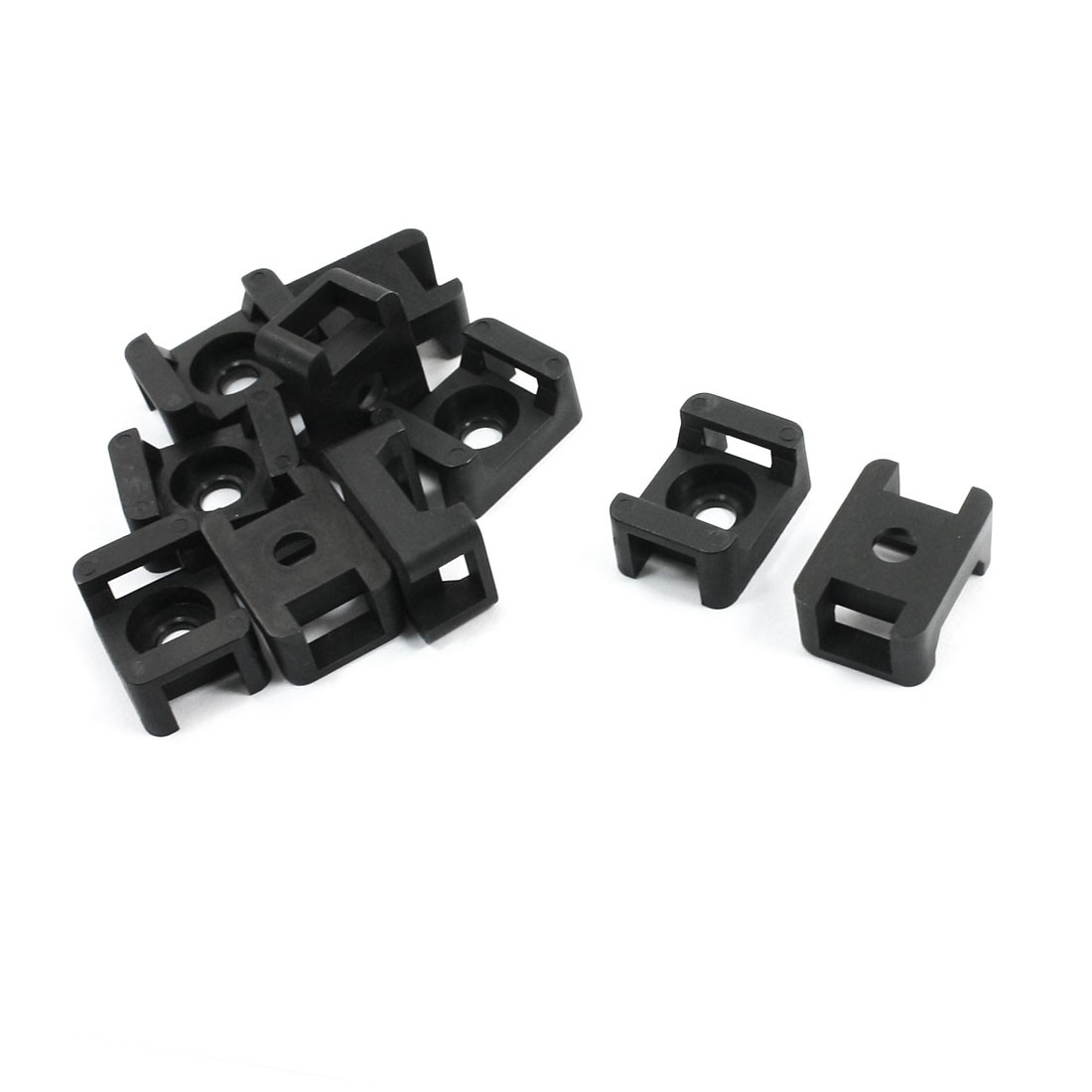 10 x Black Saddle Shape 9mm Width Cable Tie Mount Wire Holder