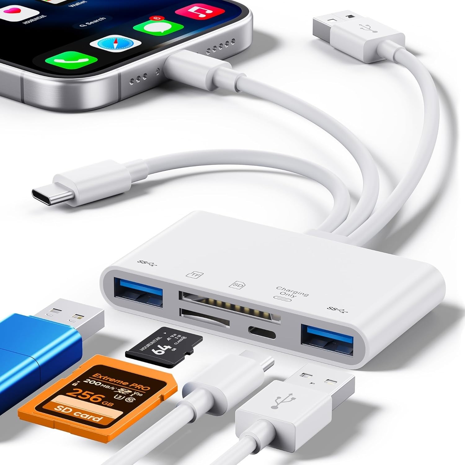 Lector de tarjetas de memoria 5 en 1 adaptador USB OTG y lector de tarjetas SD