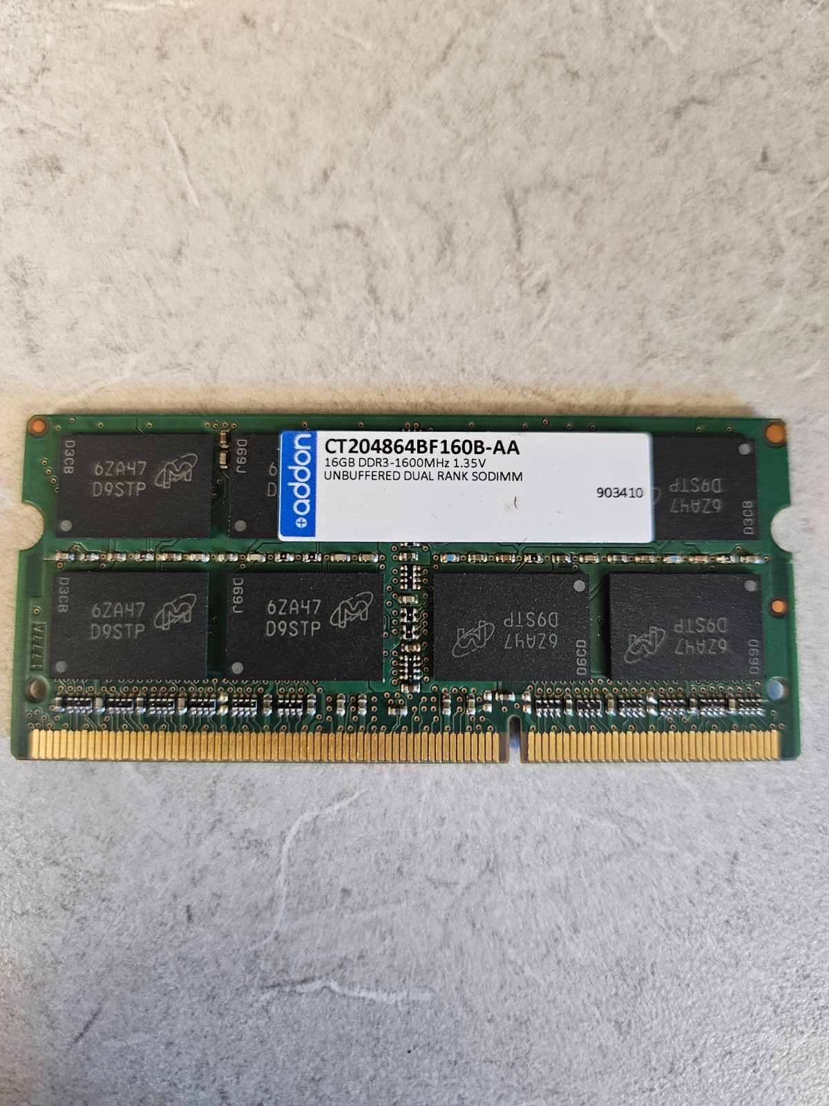 16GB DDR3 laptop RAM low power Addon ct204864BF160B-AA