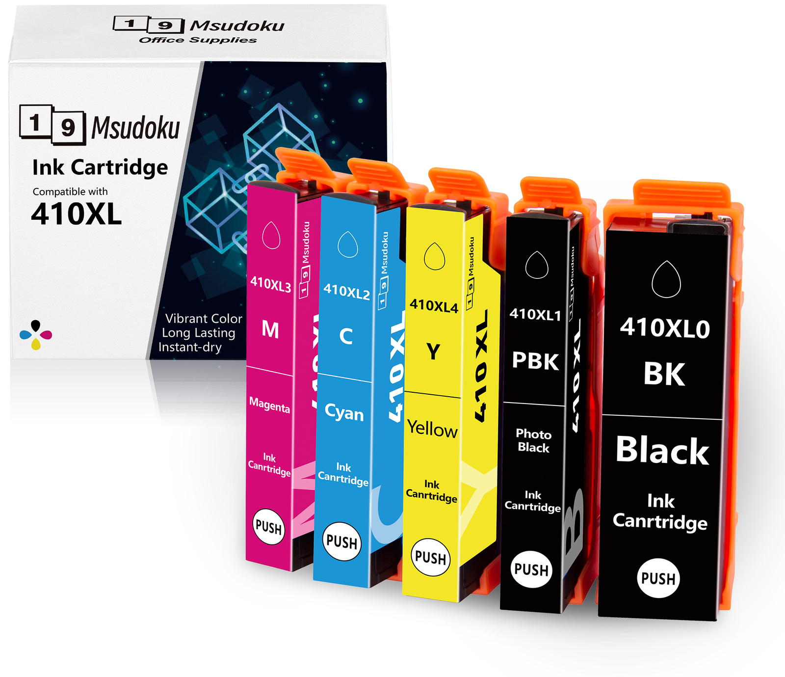 5PK 410XL Ink Cartridges Replacement For Epson XP-530 XP-630 XP-635 XP-640XP-830