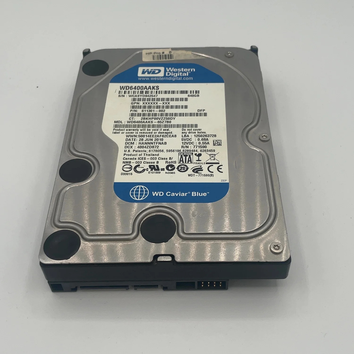 Western Digital WD 3.5" WD6400AAKS 640GB SATA III 6Gbps HDD 611301-002