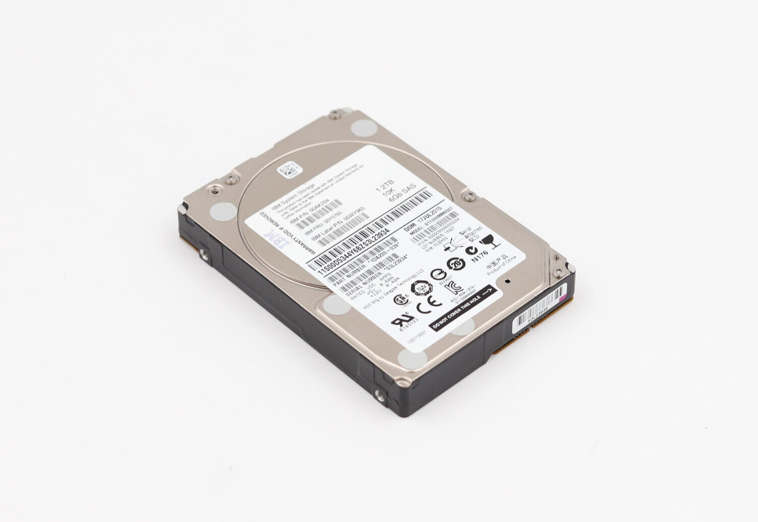 IBM ST1200MM0007 1.2TB 2.5" 6Gb/s 10K RPM SAS Hard Drive FRU P/N: 00Y5765 Tested