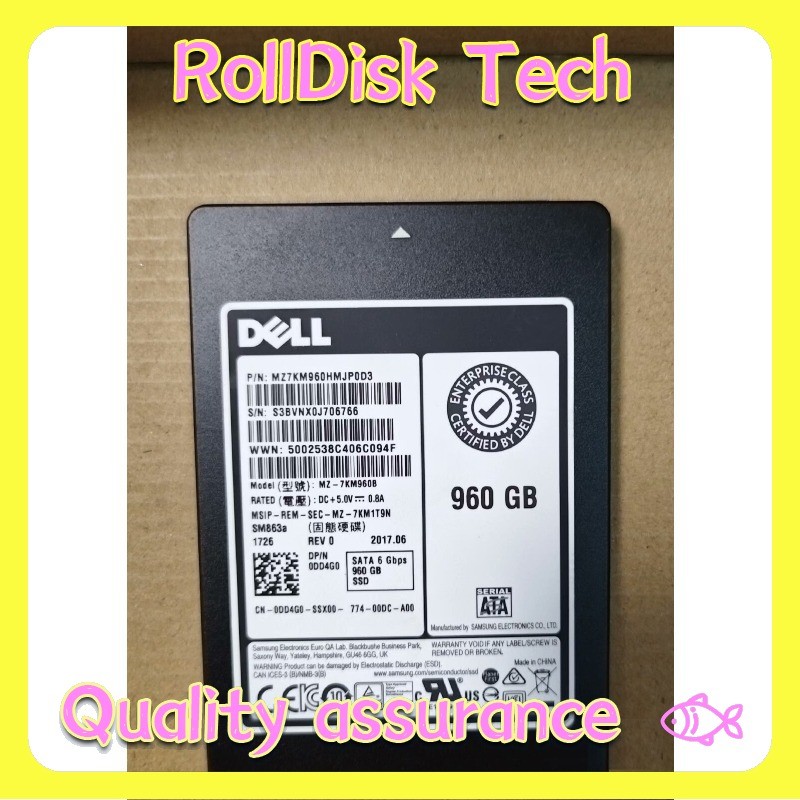 960GB SSD Samsung SM863a MZ-7KM960B SATA 6 G Bps MZ7KM960HMHQ0D3 DELL 0DD4G0