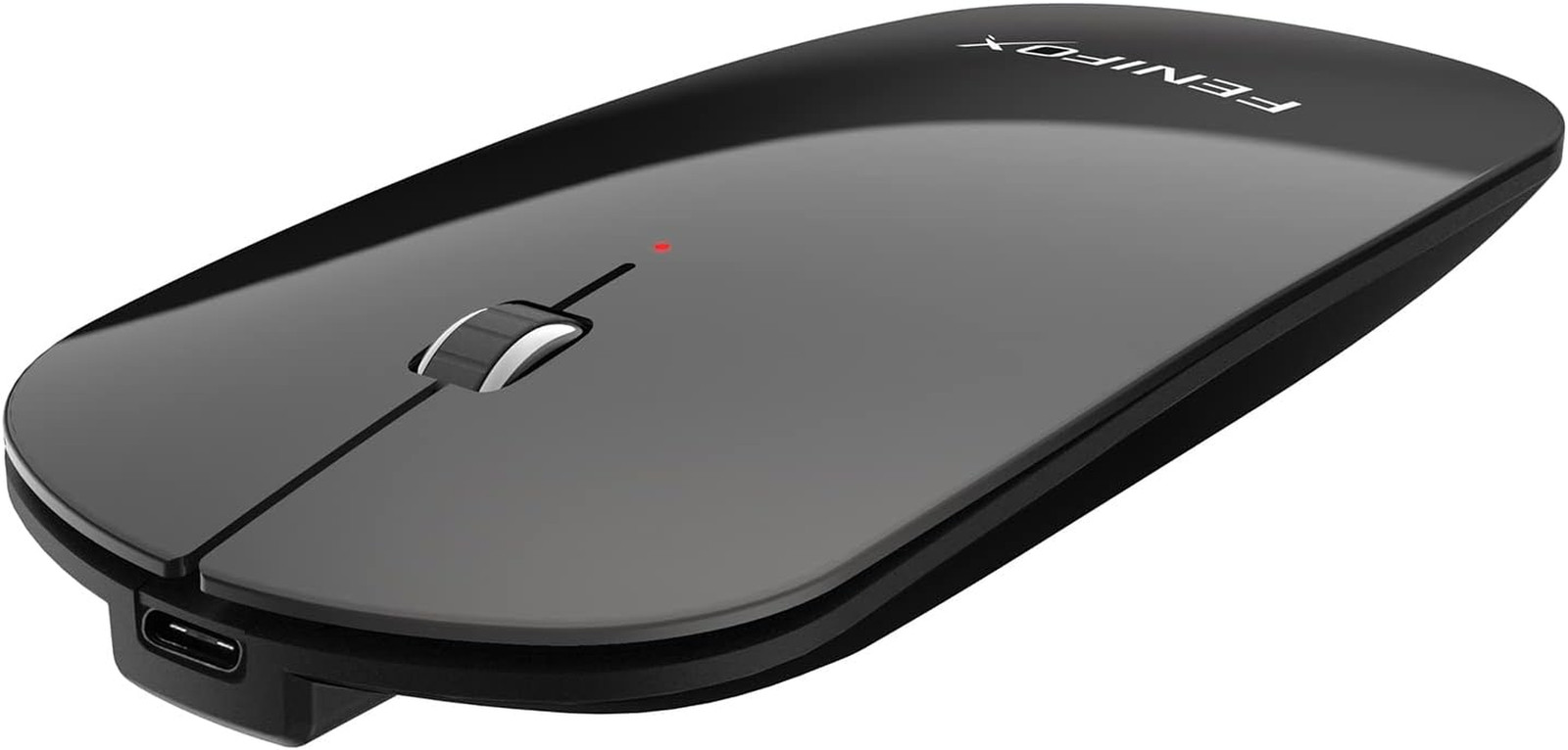 Ultra-Thin Wireless Bluetooth Mouse, USB-C Rechargeable for Travel - Black