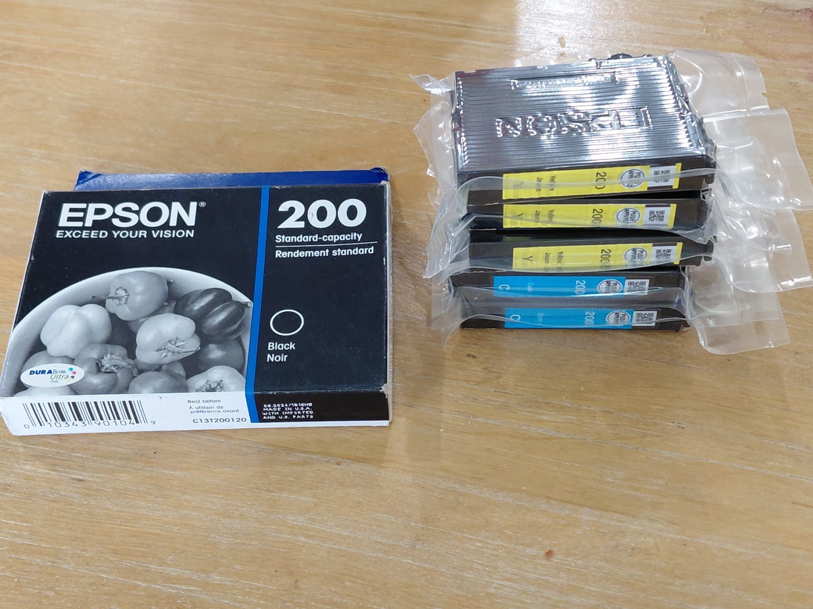 Lot of 6 Genuine Epson 200 Black, Cyan, Yellow Ink Cartridges NEW SEALED