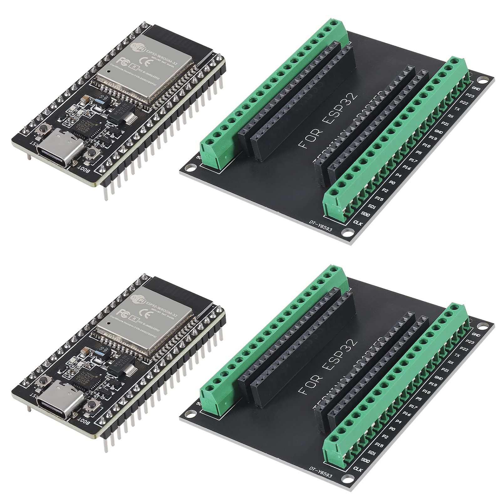2 PCS USB C 38 Pin ESP32 ESP32D ESPWROOM32 WiFi+Bluetooth Dual Core Module