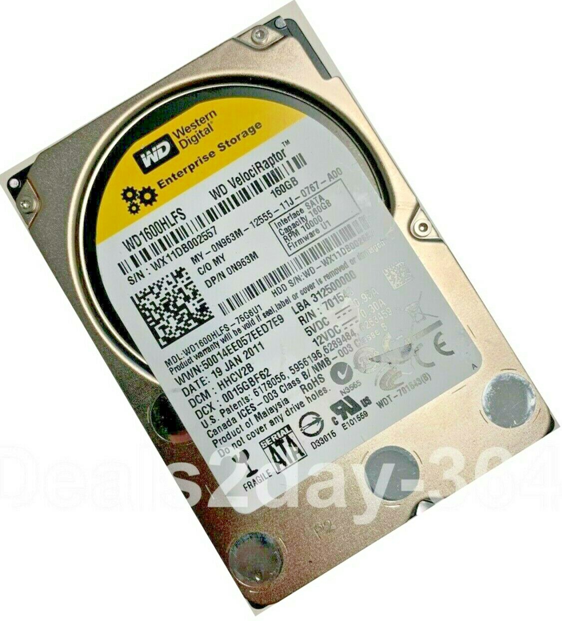 Wd 160GB 10K RPM 3Gbp/s SATA 3.5 Inch Hard Drive WD1600HLFS