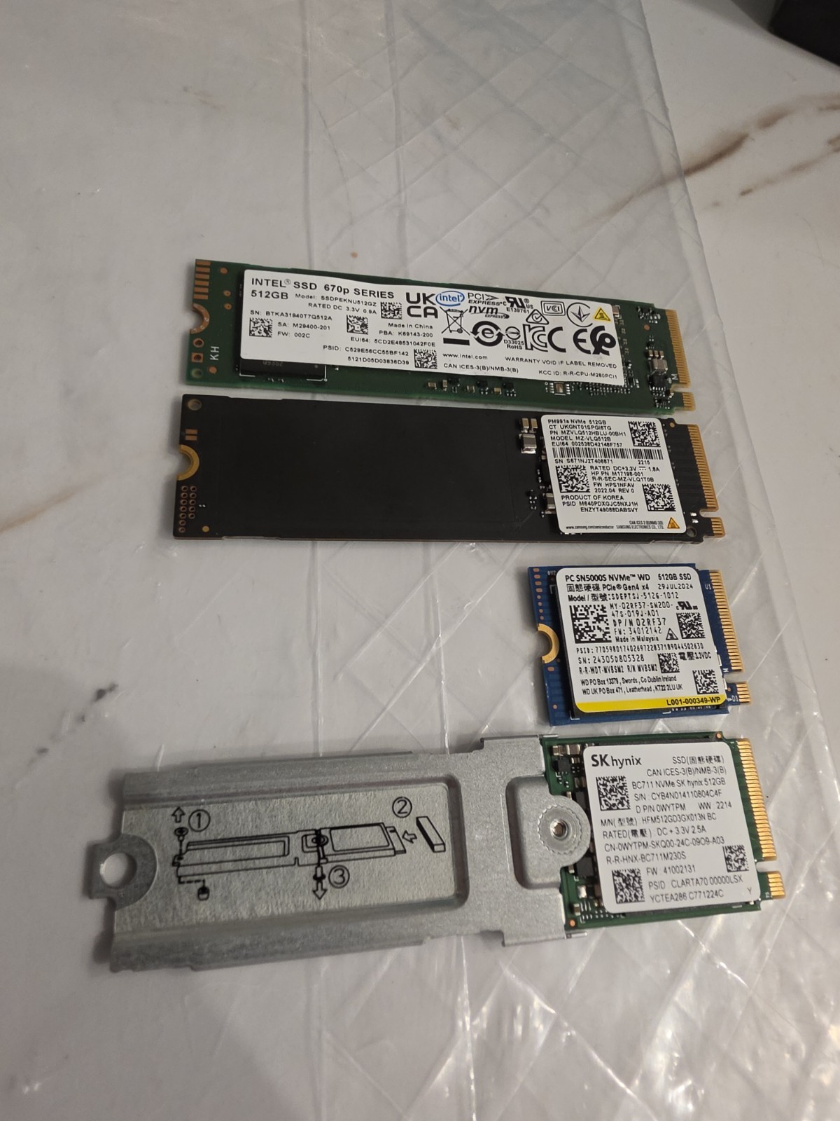 512GB SSD Lot of 4 Mixed Brands Tested Solid State Drives Various Models