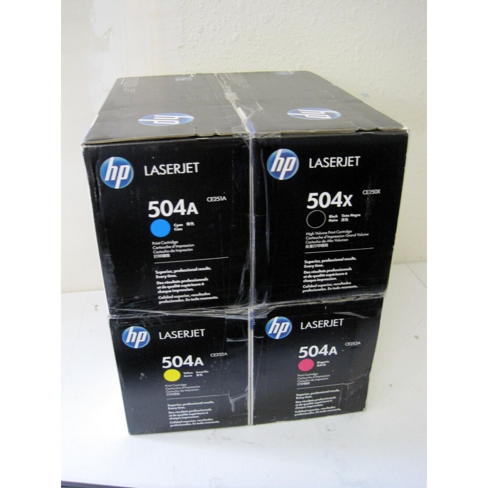 Set of 4 Genuine HP 504A 504X CE250X CE251A CE252A CE253A Toner Cartridges NEW