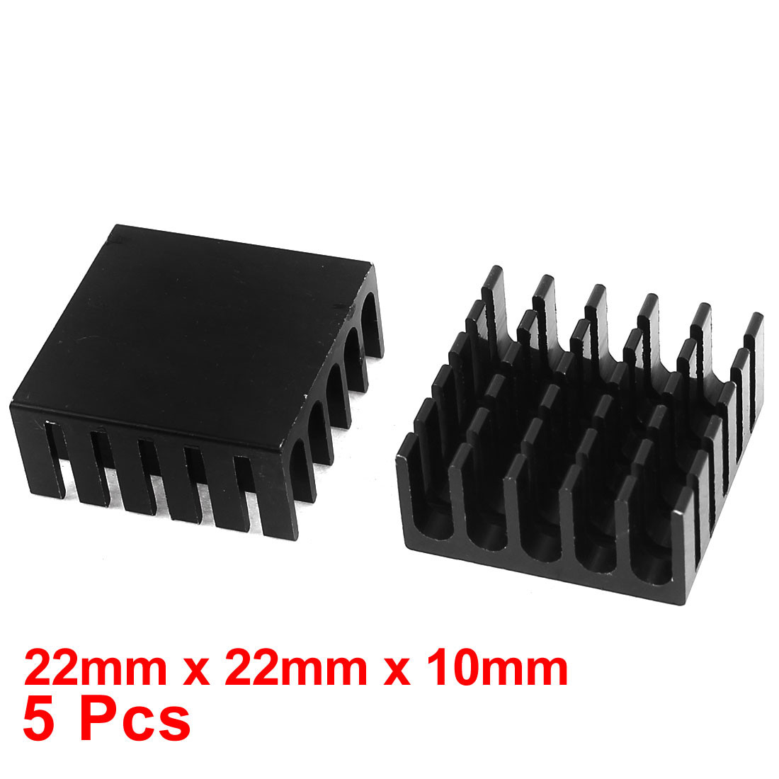 5 x Black Aluminum Radiator Heat Sink Heatsink 22mm x 22mm x 10mm